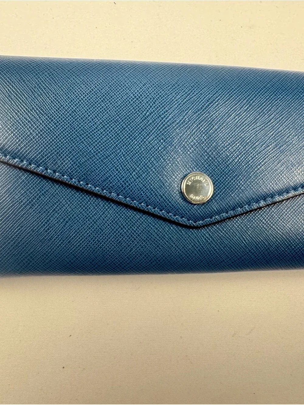 Michael Kors Blue Saffiano Leather Envelope Wallet